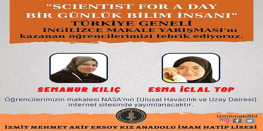 İZMİT MEHMET AKİF ERSOY KIZ İMAM HATİP NASA'DA
