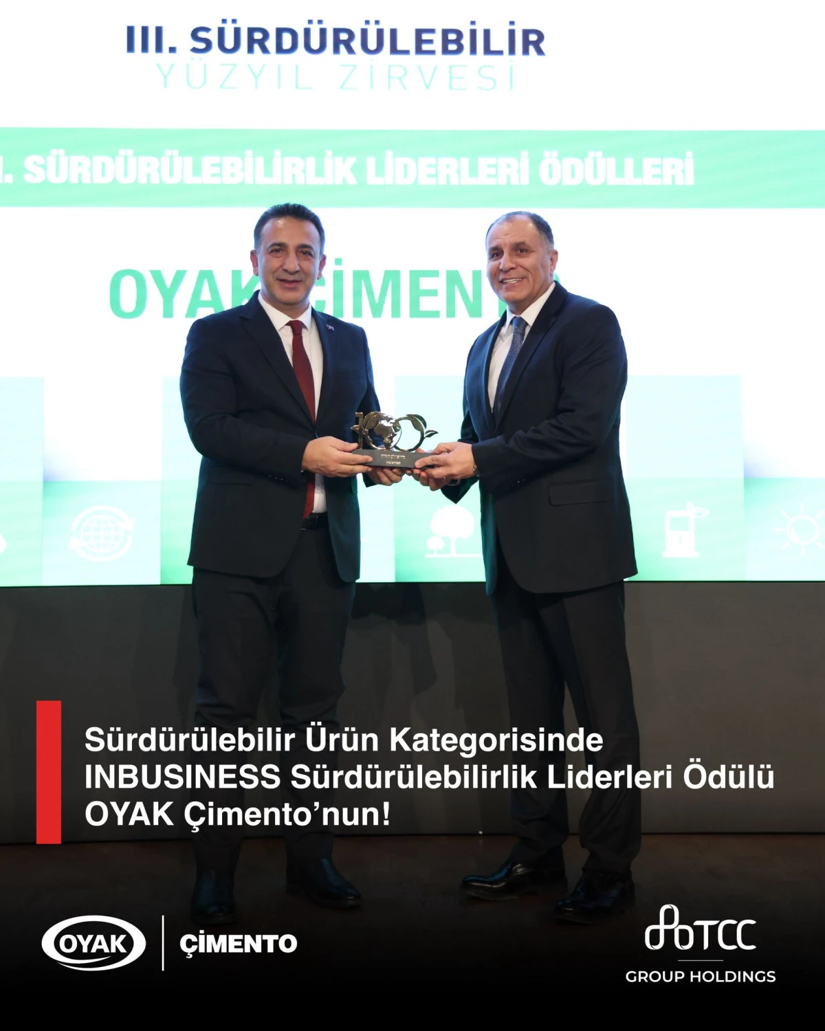 OYAK &Ccedil;İMENTO&rsquo;YA &ldquo;S&Uuml;RD&Uuml;R&Uuml;LEBİLİRLİK LİDERLERİ&rdquo; &Ouml;D&Uuml;L&Uuml;
